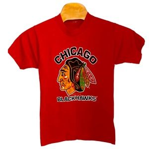 1989 Vintage Chicago Blackhawks Red Single Stitch SMALL T-Shirt